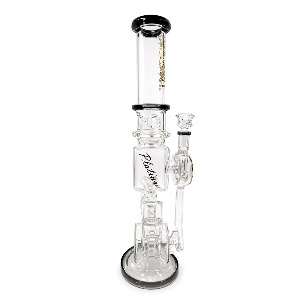 Front view of Lookah Tsunami smoke coil ball stemline recycler rig with tall tube and diffusion features designed for smoother sessions 