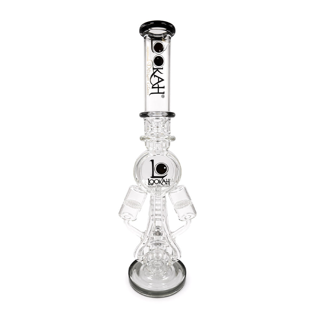 Lookah Tsunami smoke stemline recycler rig with black trim showing the multi chamber design built to add filtration and reduce harsh pulls