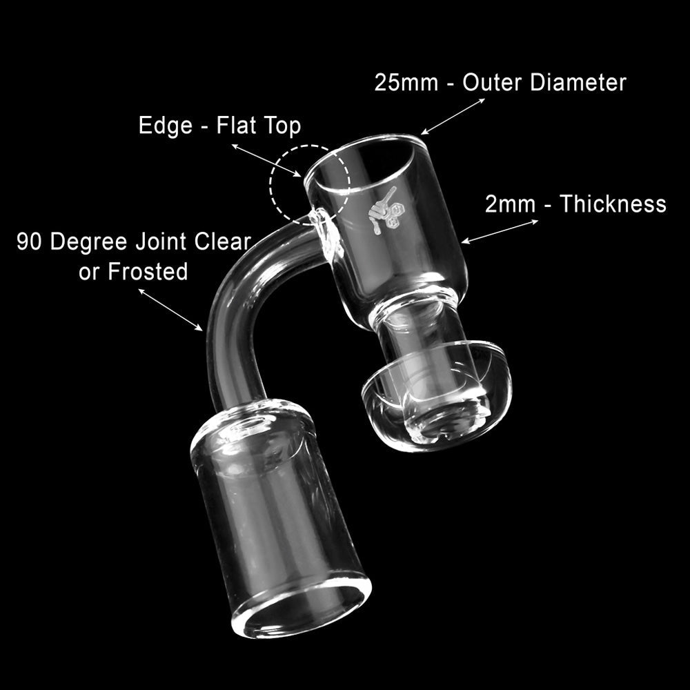 Honeysuckle Quartz Banger 90 Degree Yellow Line with 10mm 14mm 18mm Male & Female Joints for Dab Rigs Bongs | Honeybee Herb