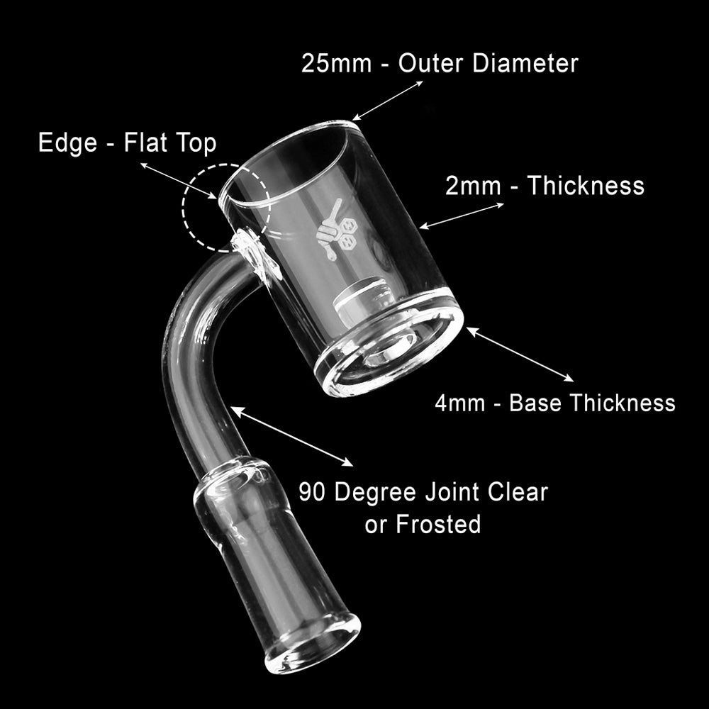 Core Reactor Quartz Banger 90Â° Yellow Line with 10mm 14mm 18mm Male & Female Joints for Dab Rigs Bongs | Honeybee Herb