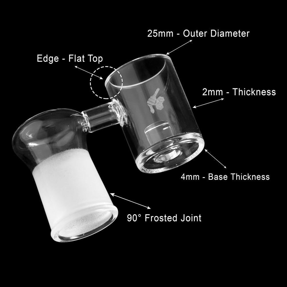 Honey & Milk Core Reactor Sidecar Quartz Banger 90 Degree Male & Female Joints for Dab Rigs Bongs | Honeybee Herb