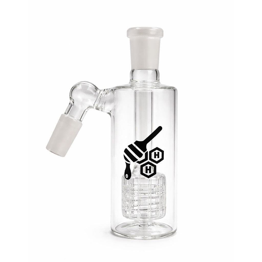 Matrix Perc Glass Cylinder Ash Catcher, 14mm male 45 degree, clear perc, clear glass.