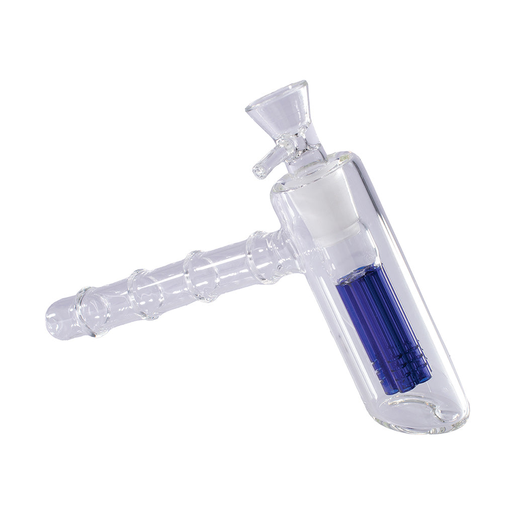 Matrix Perc Torus Bubbler Pipe in clear glass with blue diffuser – premium handheld smoking pipe