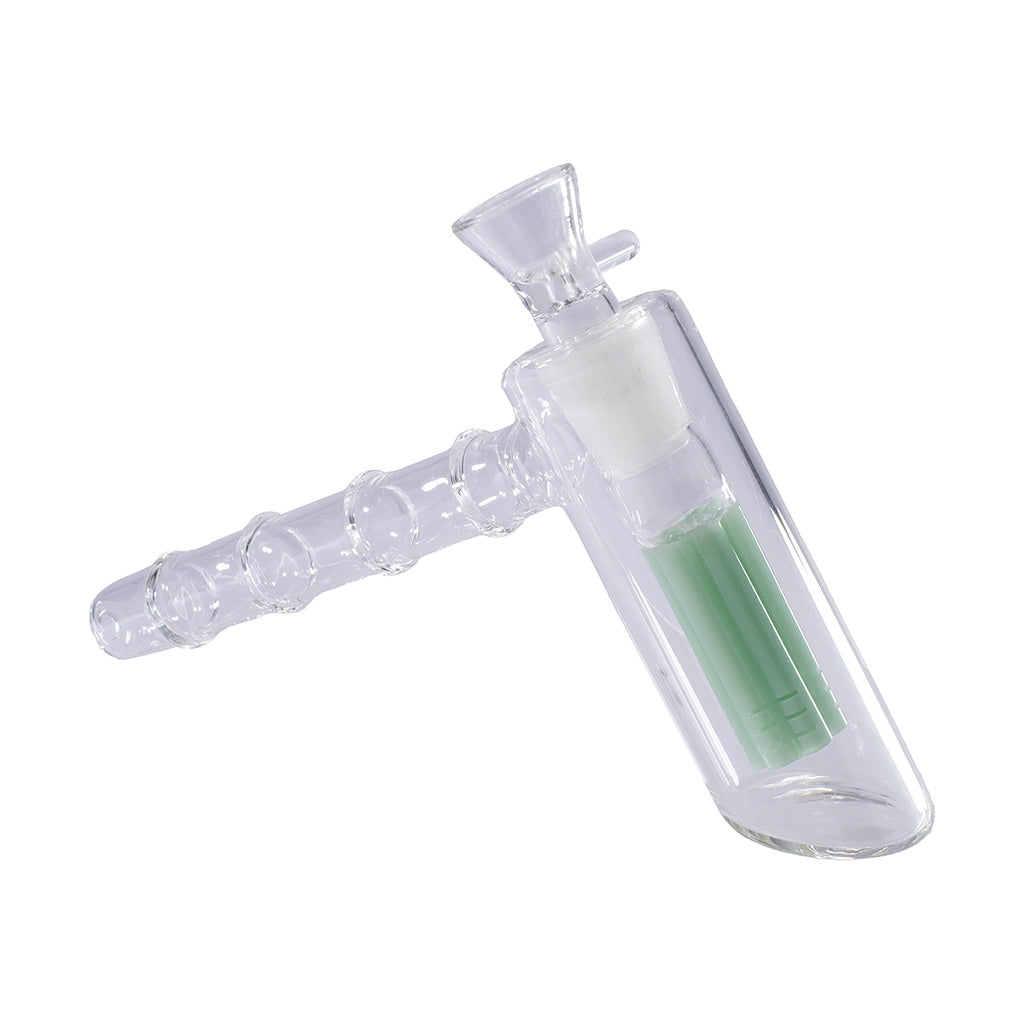 Matrix Perc Torus Bubbler Pipe in clear glass with milk green percolator – premium hand pipe for smooth and filtered smoking
