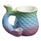 Pastel Mermaid Tail Roast & Toast pipe mug with blue green pink scale texture, curved tail handle, and side bowl for adult smoking accessory buyers