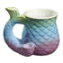 Pastel Mermaid Tail Roast & Toast pipe mug with blue green pink scale texture, curved tail handle, and side bowl for adult smoking accessory buyers