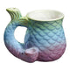 Pastel Mermaid Tail Roast & Toast pipe mug with blue green pink scale texture, curved tail handle, and side bowl for adult smoking accessory buyers