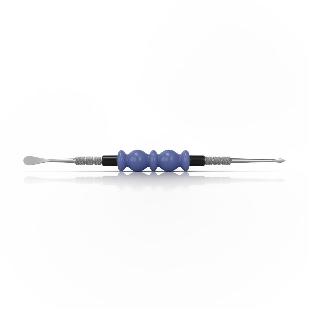 Milk-Blue Glass Acrylic Beaded Handle Double-Sided Steel Tips With Round Point & Spearhead Point Bliss Dab Tool Horizontal View
