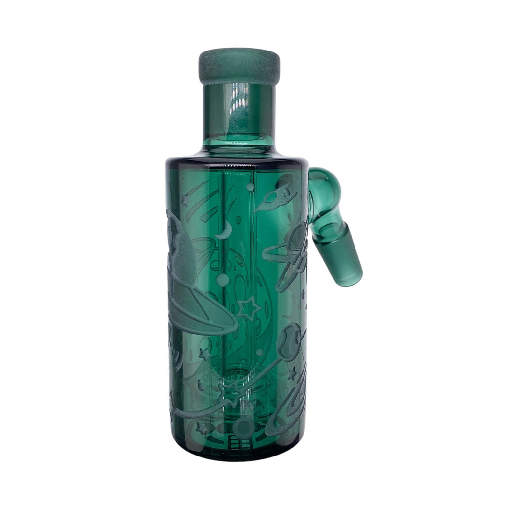 Milkyway 14MM 45°-Degree Male Teal Glass Space Odyssey Wet Ash Catcher Available At Honeybee Herb