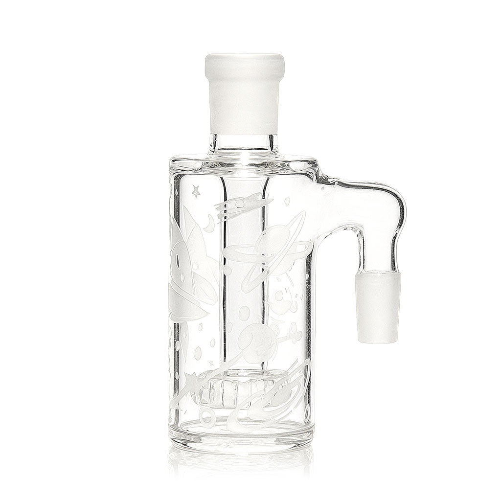 Milkyway 14MM 90°-Degree Male Clear Glass Space Odyssey Wet Ash Catcher Available At Honeybee Herb