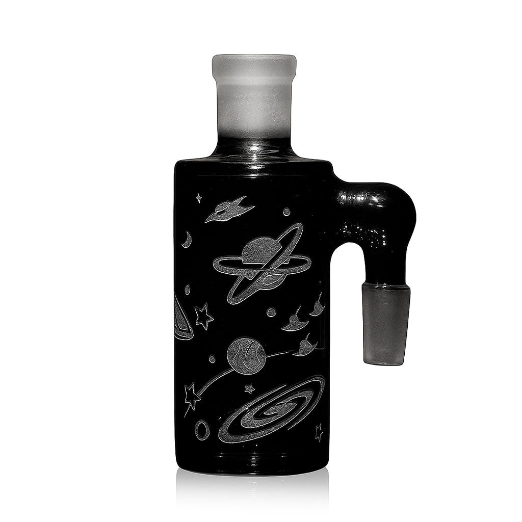 Milkyway 14MM 90°-Degree Male Smoke Glass Space Odyssey Wet Ash Catcher Available At Honeybee Herb