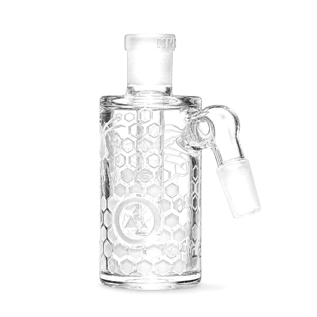 Close-up showing the intricate bee hive design on the clear Milkyway ash catcher.