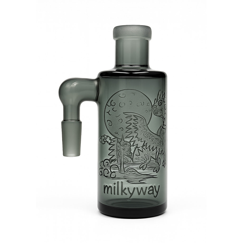 Milkyway Phoenix sandblasted showerhead diffuser wet ash catcher in smoke color, designed for smooth filtration and cleaner smoking experience.