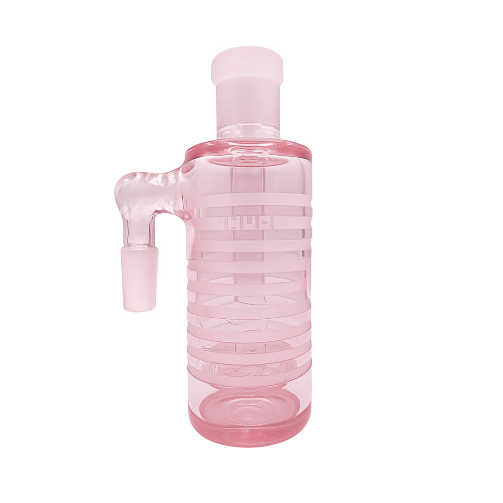 Pink Milkyway Universe glass ash catcher with frosted bands, available to buy online from Honeybee Herb for smoother filtered hits.