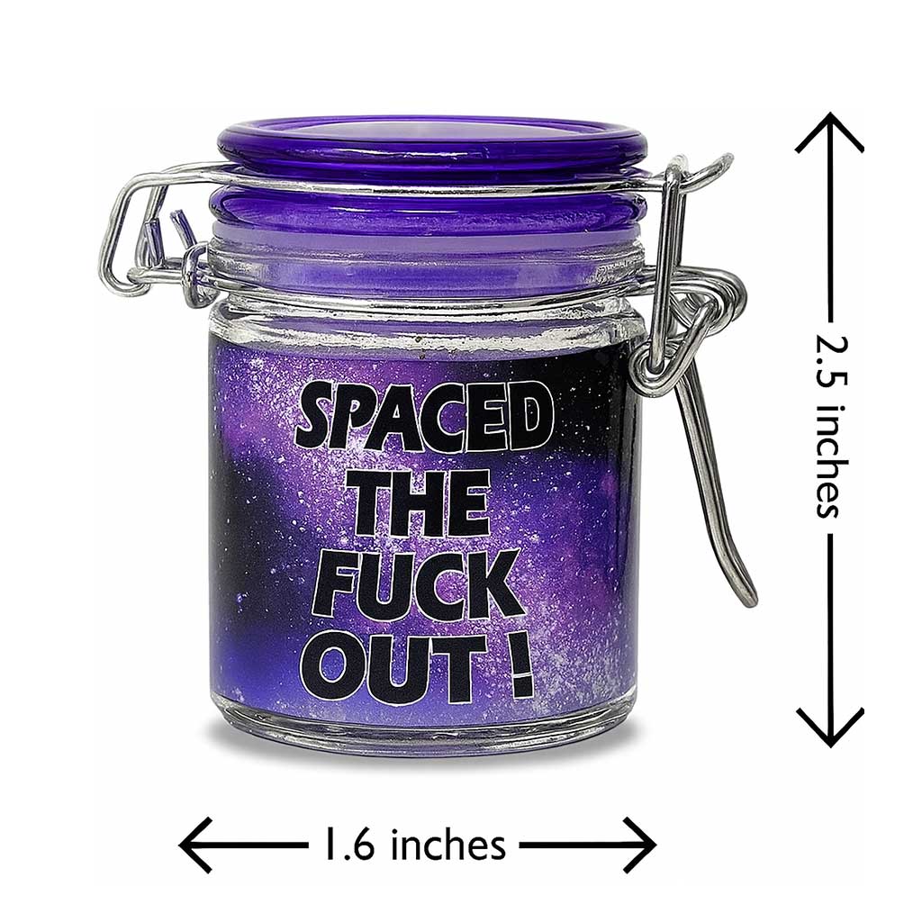 Ted Miller Inno. Mini Spaced The Fuck Out Jar With Locking Clamp Lid, Galaxy Print, And Compact 2.5 X 1.6 Inch