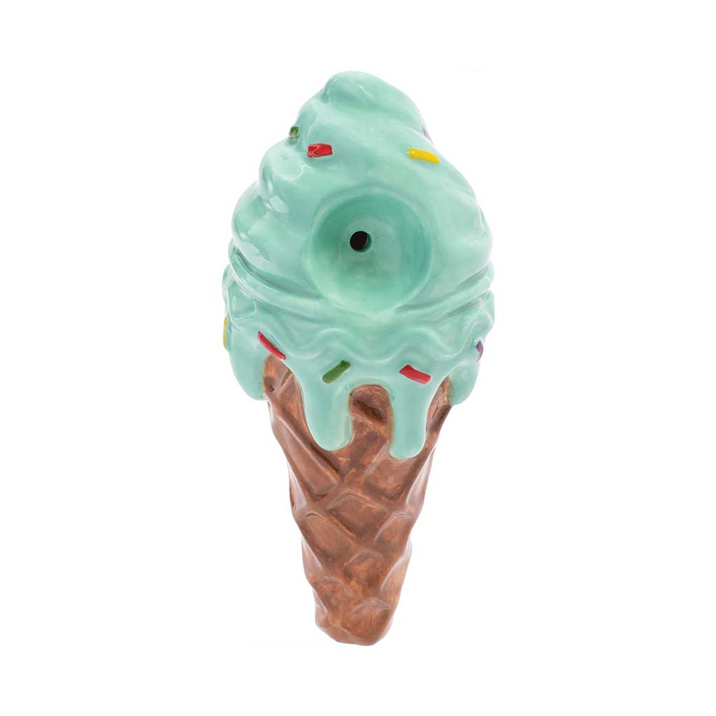 Buy mint green ceramic ice cream pipe – Wacky Bowlz front view 