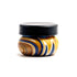 Molten Thunder Rounded Wig Wag Swirl Baller Storage Jar shown with a black lid at Honeybee Herb.