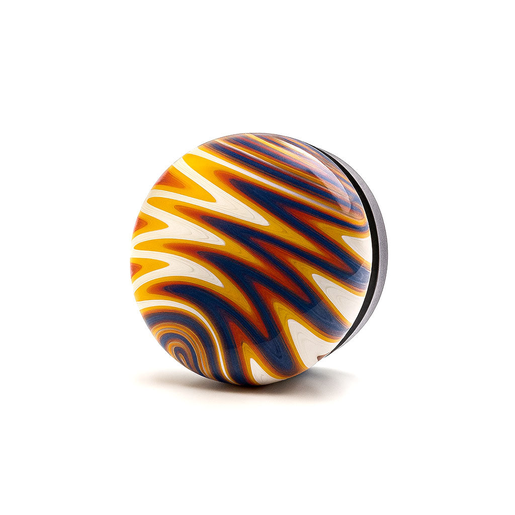  Molten Thunder Rounded Wig Wag Swirl Glass Baller Storage Jar, bottom view.