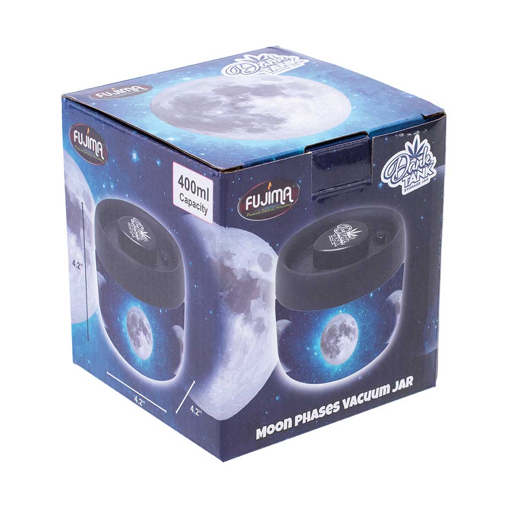  Moon Phases Ultra Dank Tank Vacuum Jar packaging, 400ml capacity, order today at Honeybee Herb.