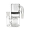 Smoke gray glass ash catcher with honeycomb perc and multi arm filtration chamber designed to trap ash, add diffusion, and keep bongs cleaner