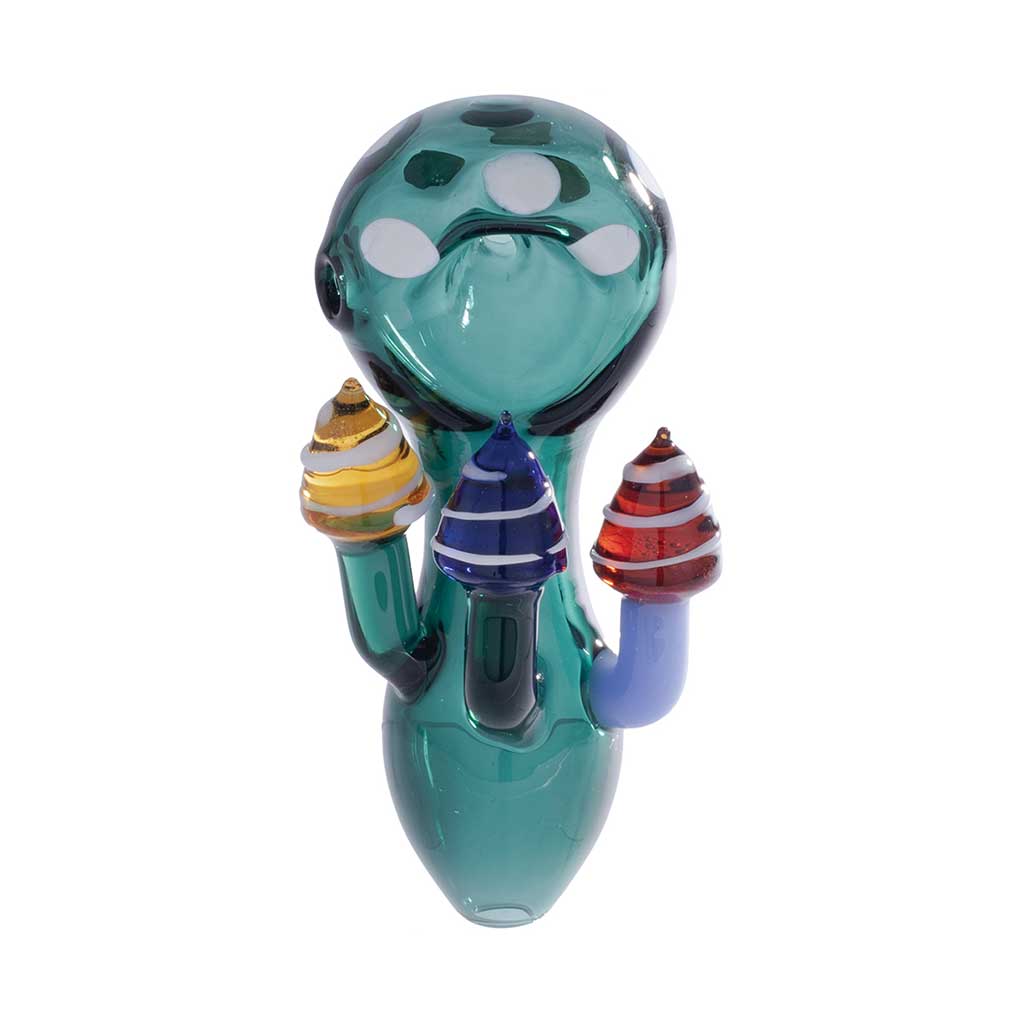 Buy green mushroom character glass hand pipe – secure checkout 