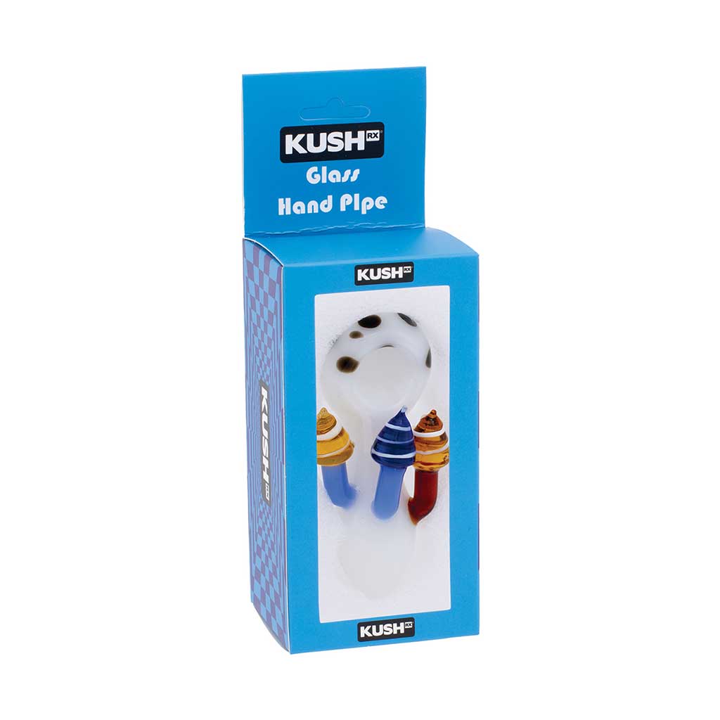 White mushroom character glass hand pipe boxed – secure checkout