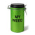 6-Inch Frosted Green “My Weed” Stash Jar Featuring Bold Black Text And An Airtight Metal Clamp Lid