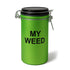 6-Inch Frosted Green “My Weed” Stash Jar Featuring Bold Black Text And An Airtight Metal Clamp Lid
