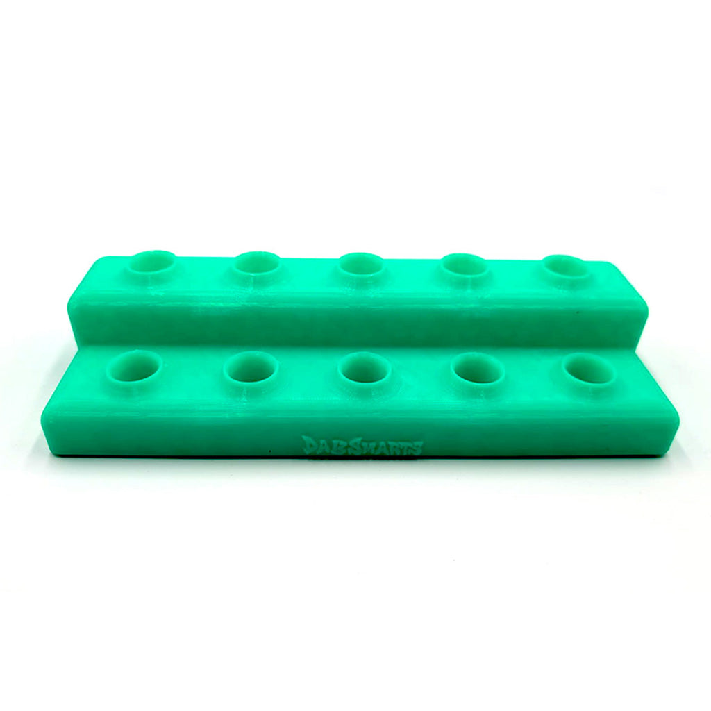 Neon green DabSmarts Marble Staircase 2 Tier dab tool and marble organizer for rigs, available at Honeybee Herb.