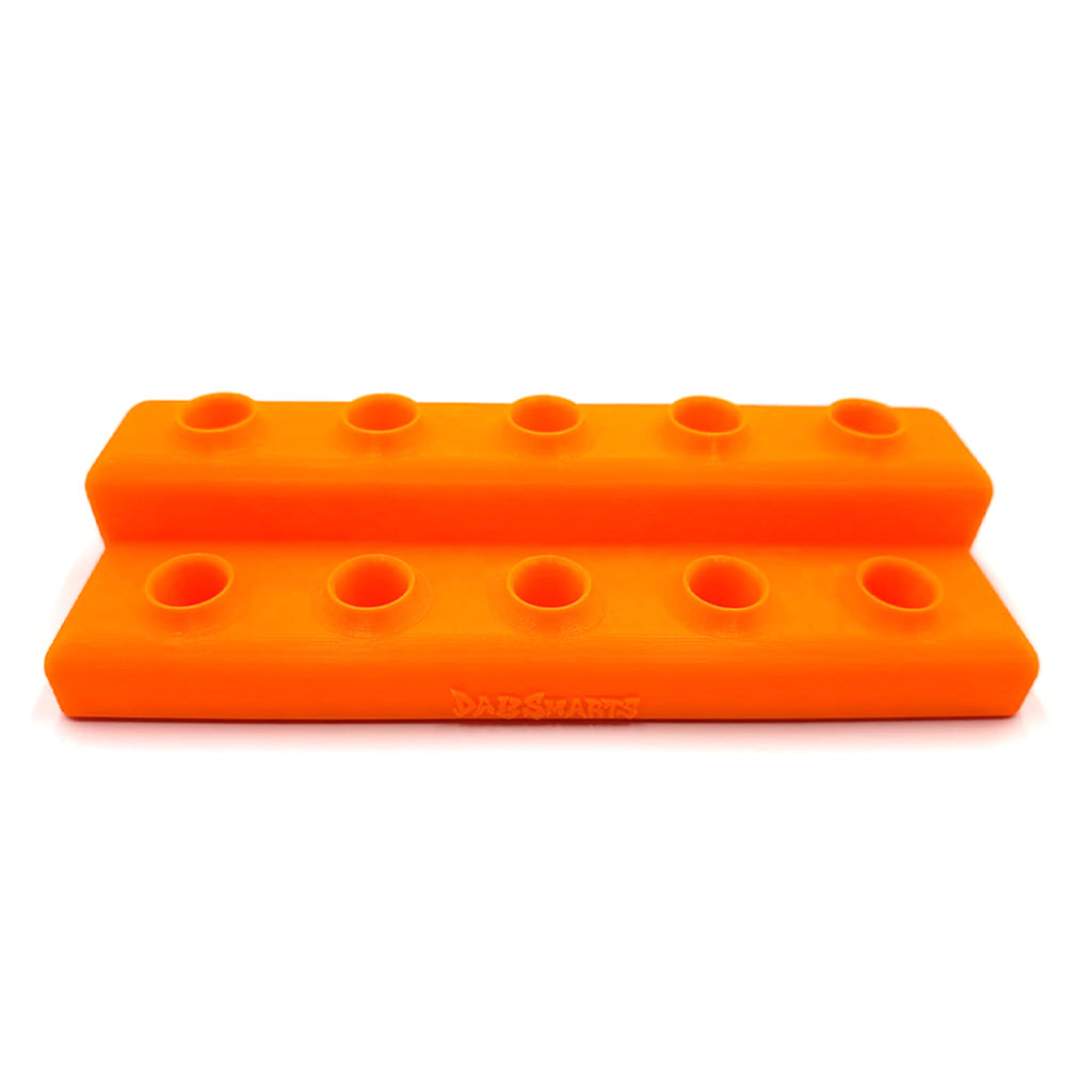 Neon orange DabSmarts Marble Staircase 2 Tier organizer for dab marbles, pearls, and inserts at Honeybee Herb.