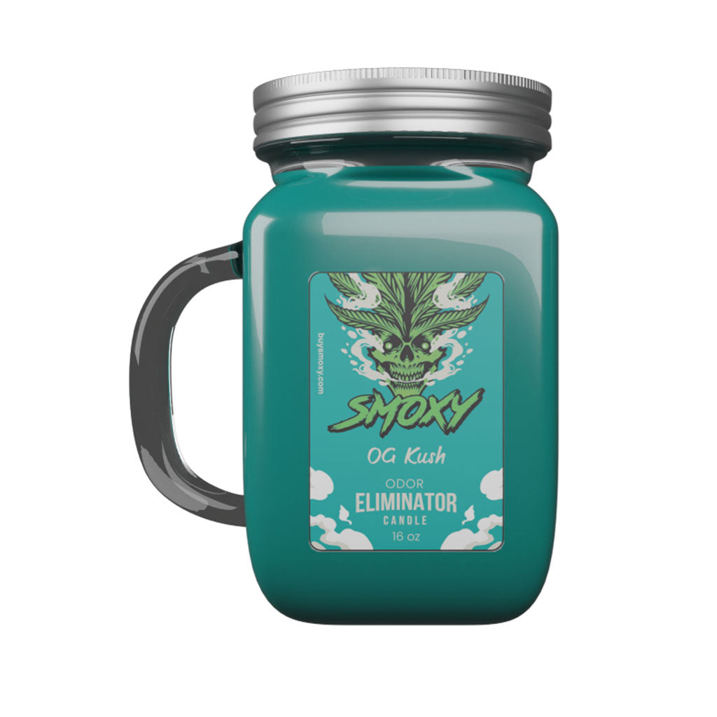 OG Kush Smoke Odor Candle neutralizing smoke odors, providing fresh indoor air.