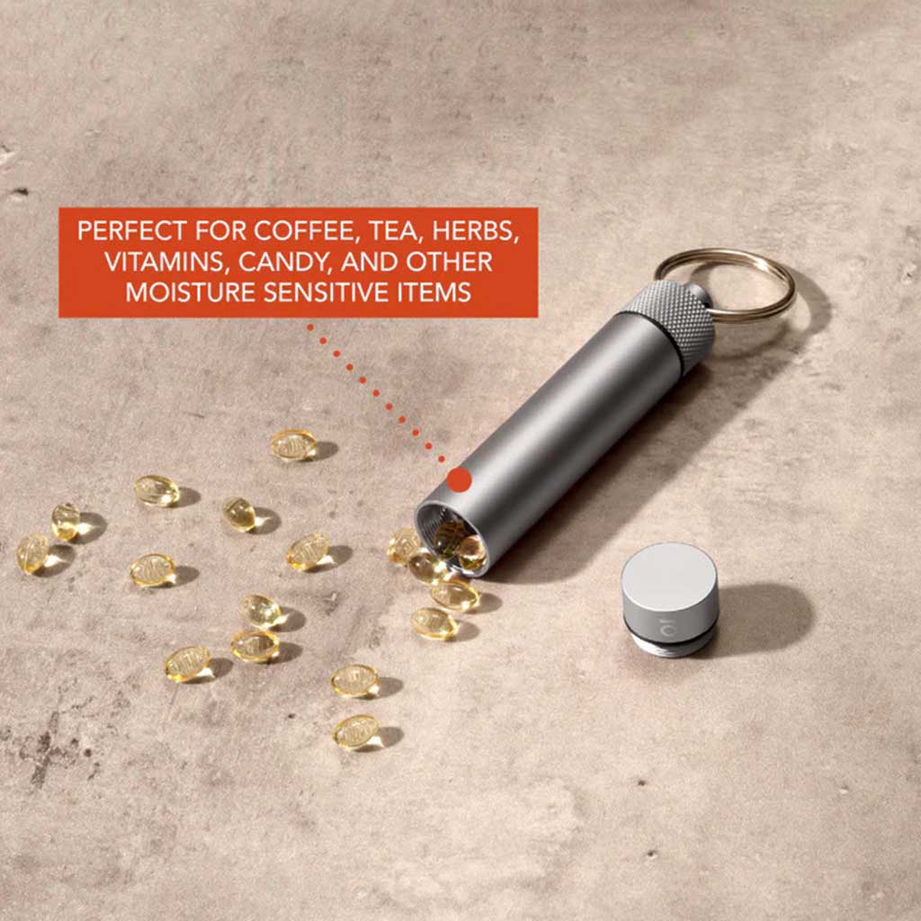  ONGROK Gun Metal airtight aluminum keychain, preserving freshness and aroma—perfect for discreet, moisture-sensitive storage. Buy online today