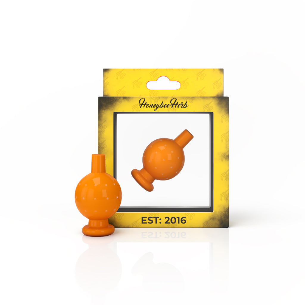 Directional Airflow Orange Glass Neon Bubble Carb Cap With Yellow Package
