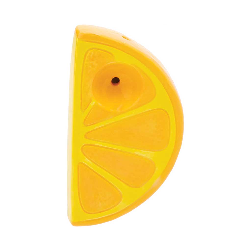 Top view of Wacky Bowlz Orange Slice Ceramic Smoking Pipe