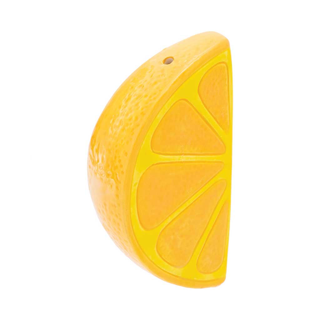Side angle of Wacky Bowlz Orange Slice Ceramic Pipe