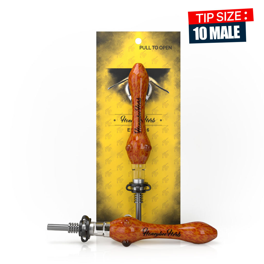 Steel Tip Speckled Orange Glass Nectar Collector with Keck Clips 