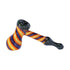 orange stripe dicro glass bubbler pipe, artistic swirl design with glitter mouthpiece, smooth smoking pipe at honeybee herb