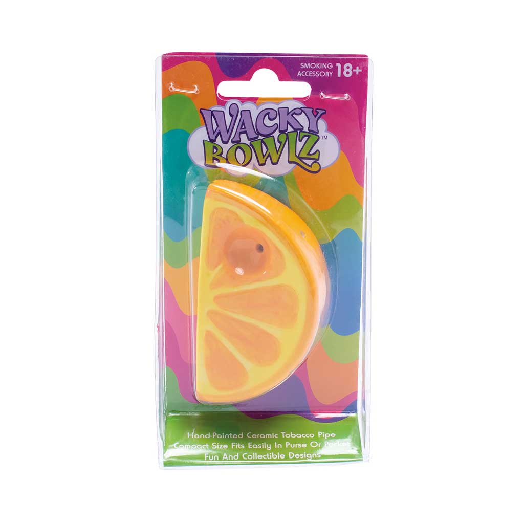 Wacky Bowlz Orange Slice Pipe in packaging – buy online