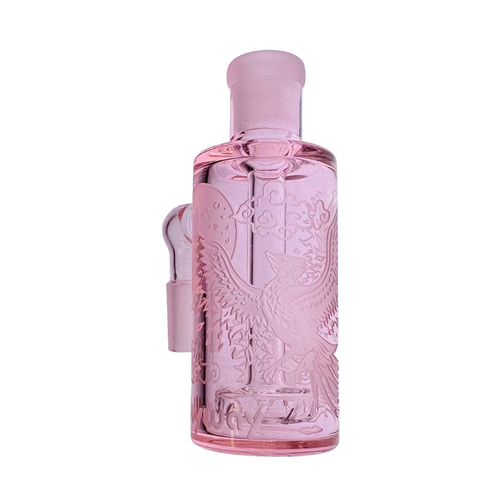 Phoenix Pink Sandblasted Showerhead Diffuser Wet Ash Catcher Front View At Honeybee Herb Buzz Shop