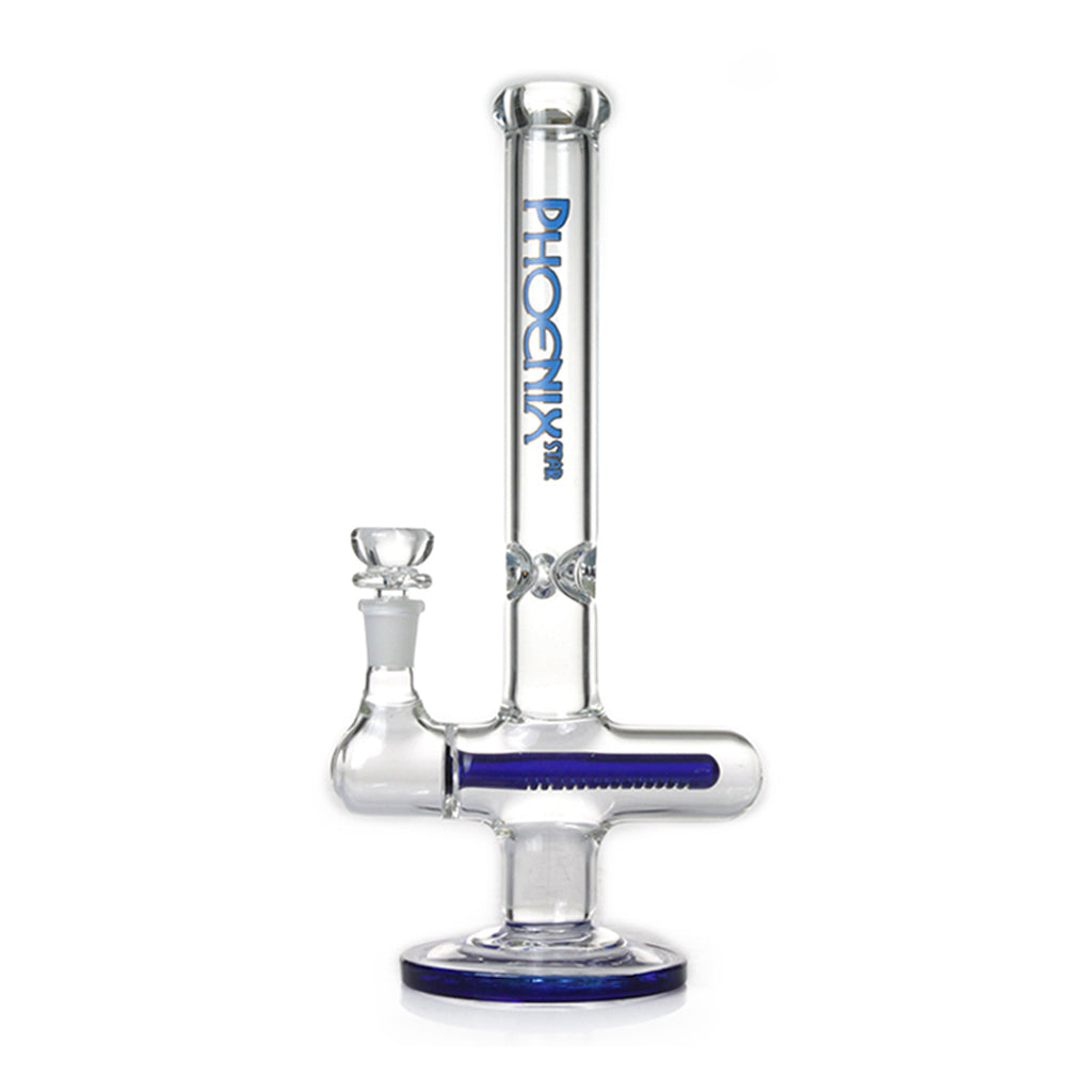 Phoenix Star 12-Inch Blue Inline Percolator Glass Bong with Round Base  