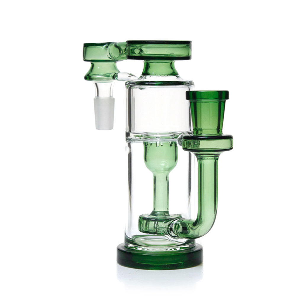 Phoenix Star 14MM Female To 14MM Male 90°-Degree Joint Green Dual Chamber Recycler Showerhead Perc Ash Catcher Clear Product View