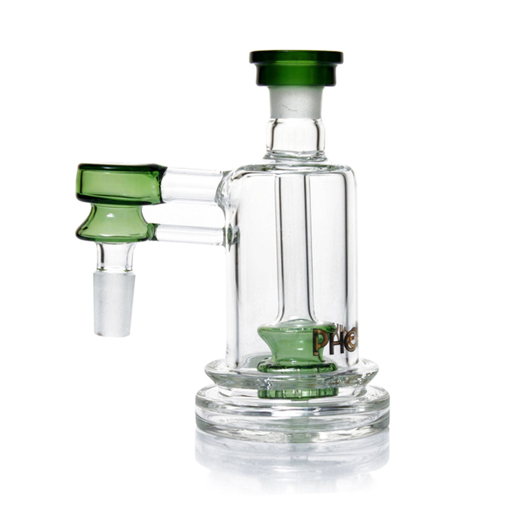 Phoenix Star 14MM Male And 90°-Degree Mini Bubbler Dark-Green Showerhead Cone Perc Ash Catcher