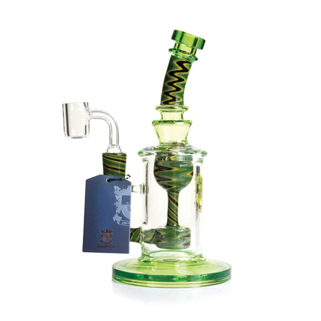Phoenix Star 8.2 Inch Recycler American Color Rod Green Glass Mouthpiece & Base Percolator Dab Rig At Honeybee Herb