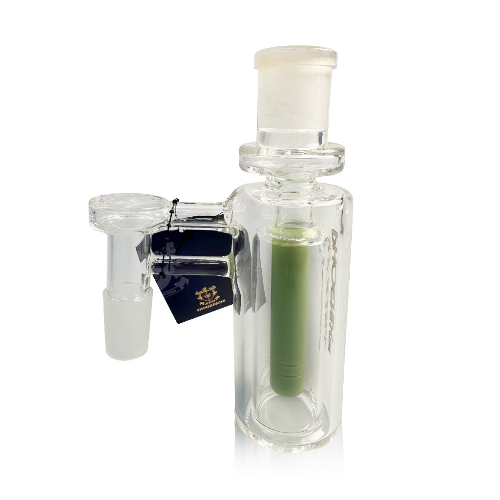 Phoenix Star Double Layer Glass 18MM Male 90°-Degree Recycler Ash Catcher With Green Diffuser