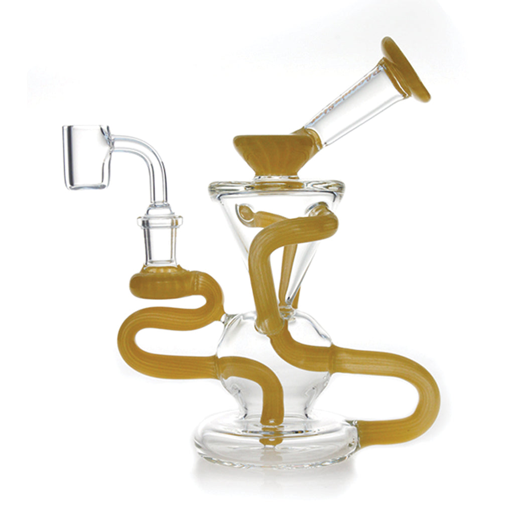 Phoenix Star Yellow Glass 7.5 Inch Rod Recycler Dab Rig At Honeybee Herb