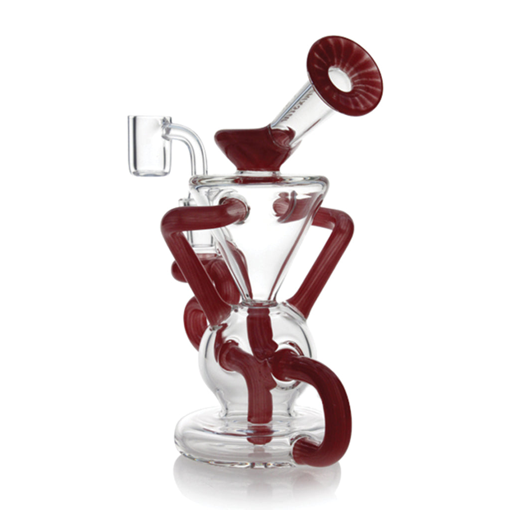 PHX Red Colors Glass 7.5 Inch Rod Recycler Dab Rig At Honeybee Herb