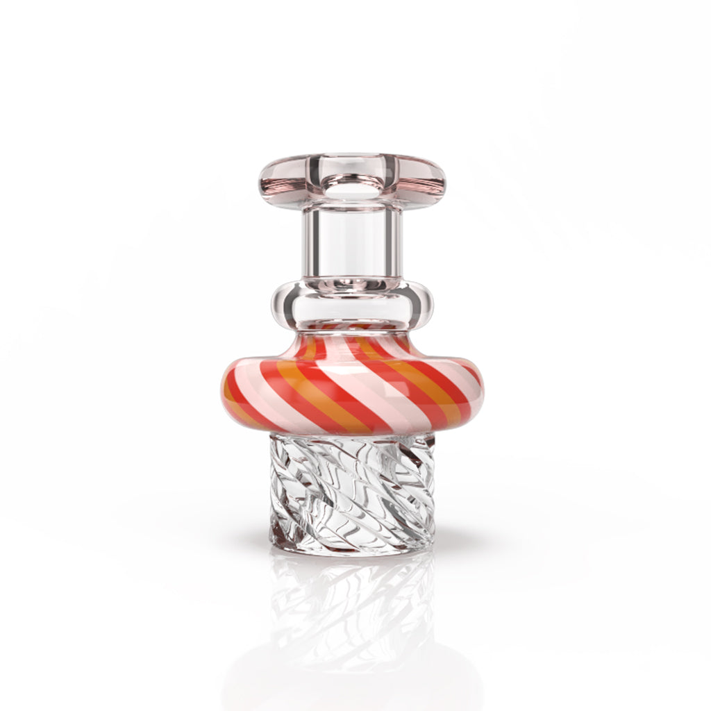 Pink Borosilicate Glass Handle Multicolor Swirl Top Directional Airflow Vortex Twist Helix Carb Cap Clear View