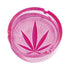 Pink Kush Leaf Glass Ashtray for smokers, durable glass cannabis ashtray for sale online at Honeybee Herb.