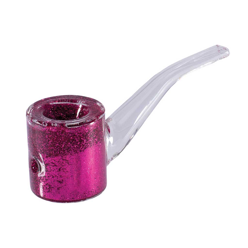 Pink glitter Sherlock hand pipe with glycerin chamber – buy online now 