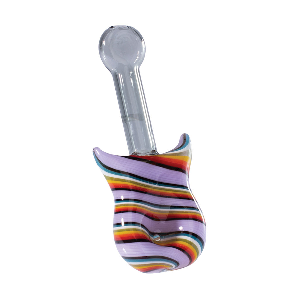 Guitar-shaped Pink Mix glass hand pipe – stylish and durable smoking pipe